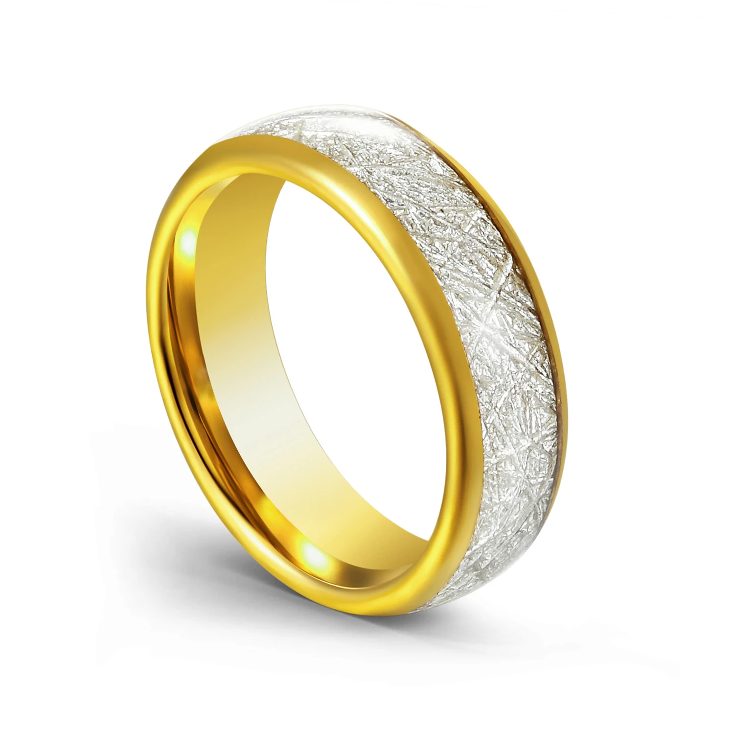 24K 18K Gold Ring Tungsten 6mm New Design Sliver and Gold Tungsten Ring Man