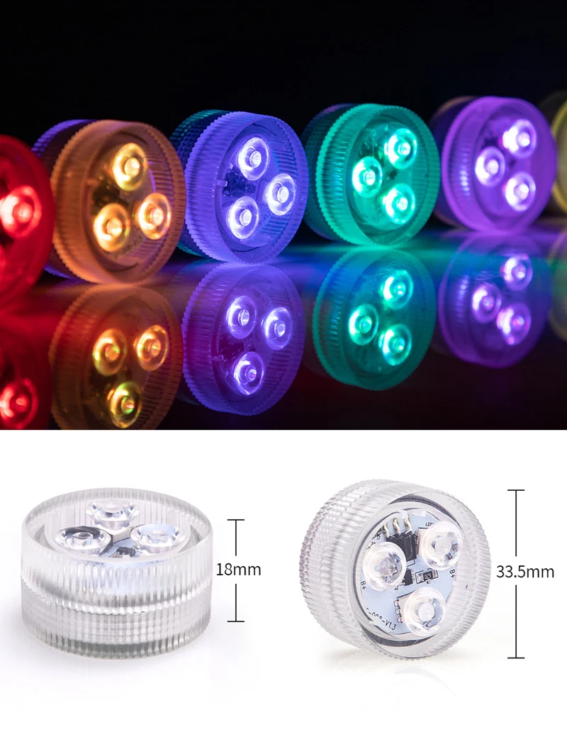 3leds RGB Battery Rotary Switch Mini Submersible Lights