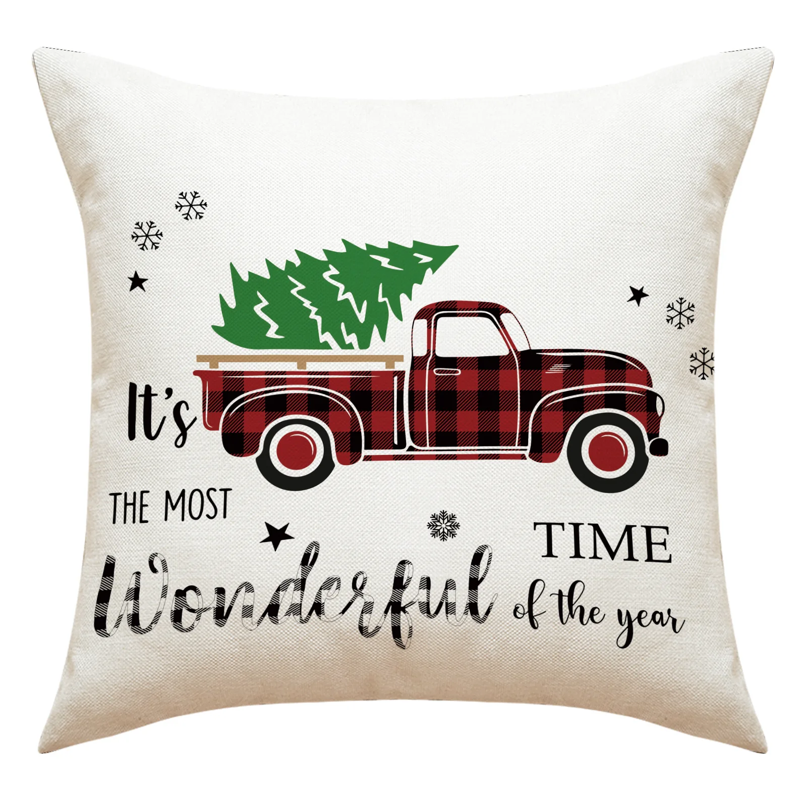 Concise Christmas Trees Pillow Covers 18x18 Inches Breathable Linen