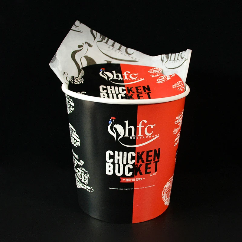 New Design Food Packing KFC Grease Proof Paper Chicken Box with Handle