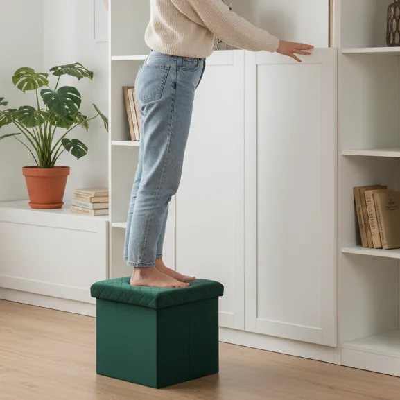 Modern Eco-Friendly Soft Foldable Fabric Large Capacity Storage Ottoman for Bedroom Living Room