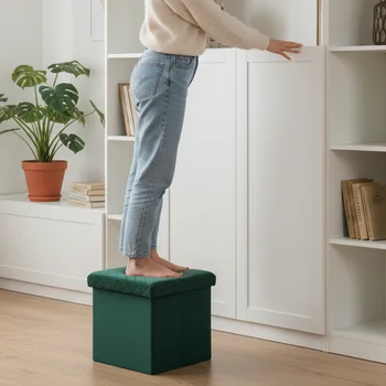Modern Eco-Friendly Soft Foldable Fabric Large Capacity Storage Ottoman for Bedroom Living Room