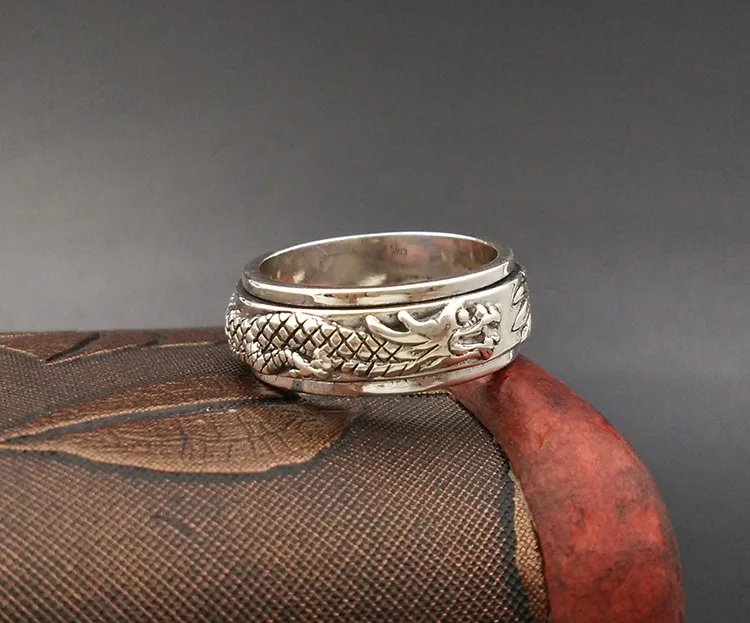 S925 Sterling Silver Fidget Ring Anti Stress Spinner