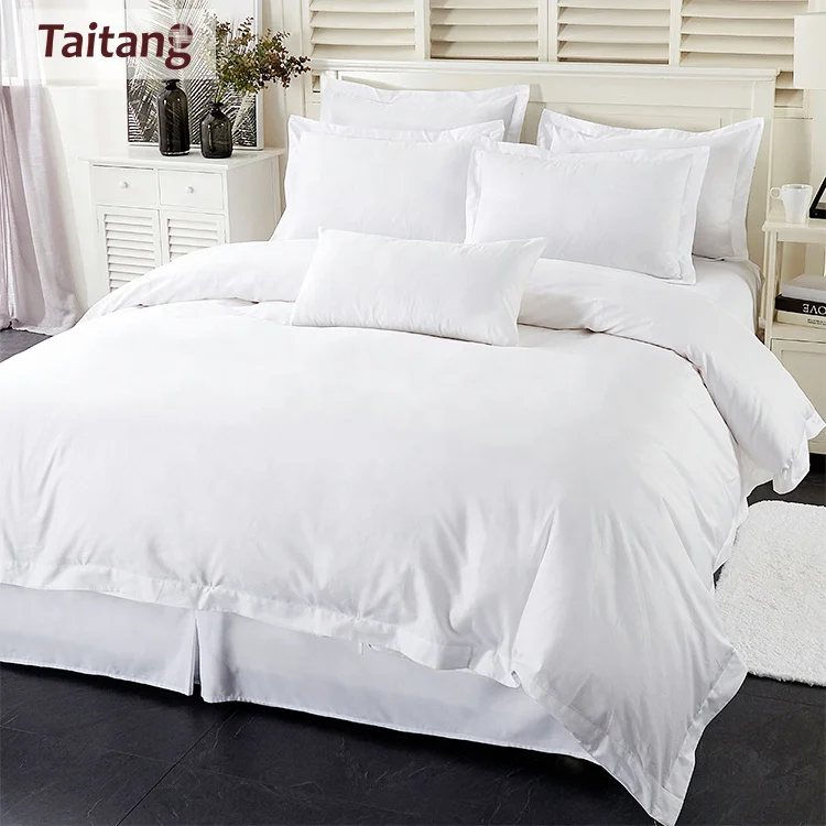 One Stop Wholesale 100% Cotton 300T 400T Bed Sheet Duvet Cover Pillow Case 4 Pcs Bedding Set for Hotel