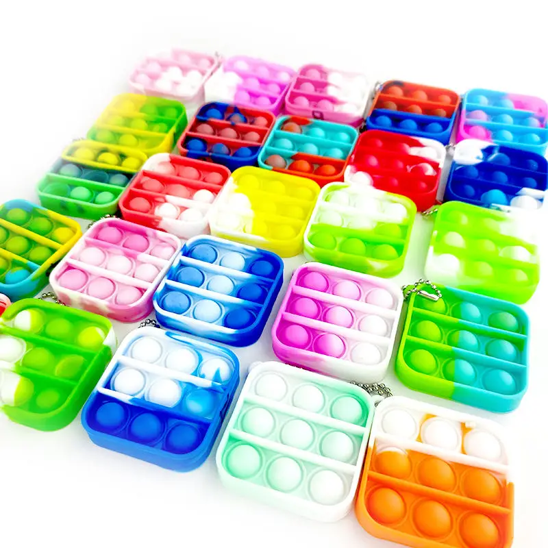 Горячее предложение ключевой цепи тревоги снятие стресса обруч пузырь, встроенный в транспортное средство, сенсорные силикон пуш-ап беспокойная игрушка