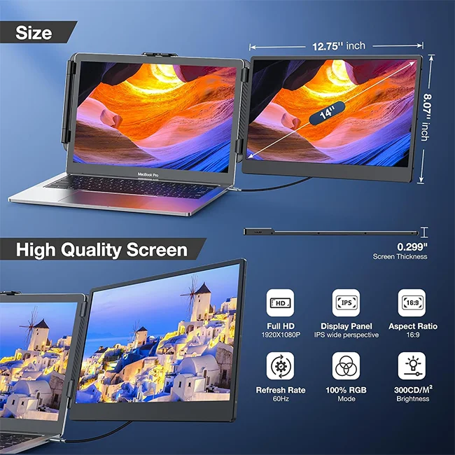 Dual Portable Monitor for Laptop S1 14'' - Expand Workspace