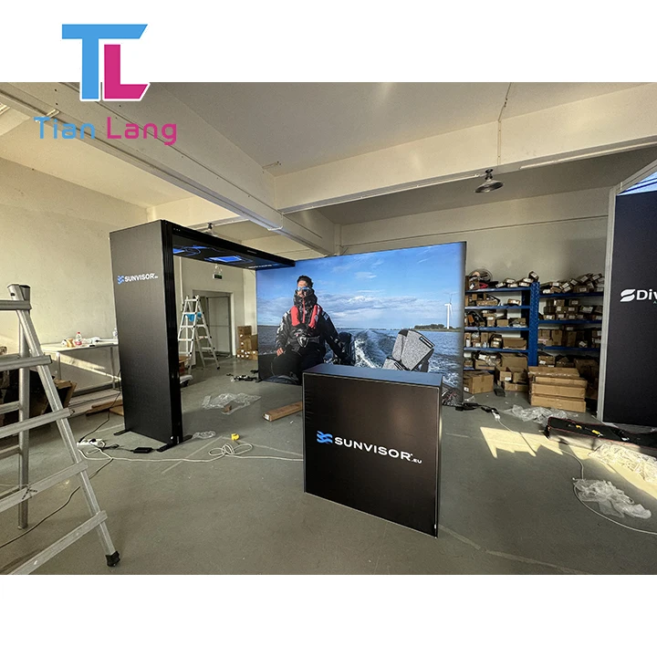 10x20 מסגרת אלומיניום לבוש תערוכת מסחר חלון תאורה עם תאורה LED חלון תצוגה Fabric SEG חלונות תאורה