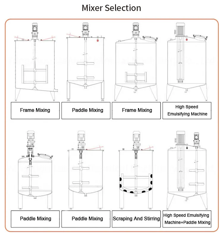 100l500l Stainless Steel Liquid Mixing Tank With Agitator Electric Heating Mixing Vessel