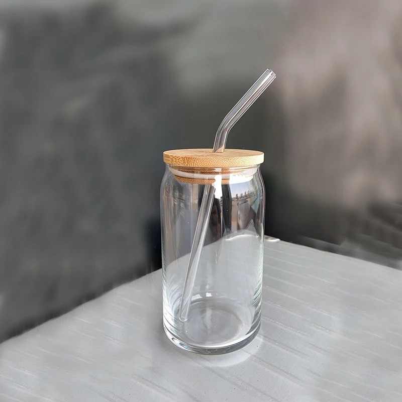 Source Wholesale Custom Logo 16oz Beer Glass with Bamboo Lid and Straws  Aesthetic Glass Beer Can Glass Iced Coffee Beer Glasses on m.