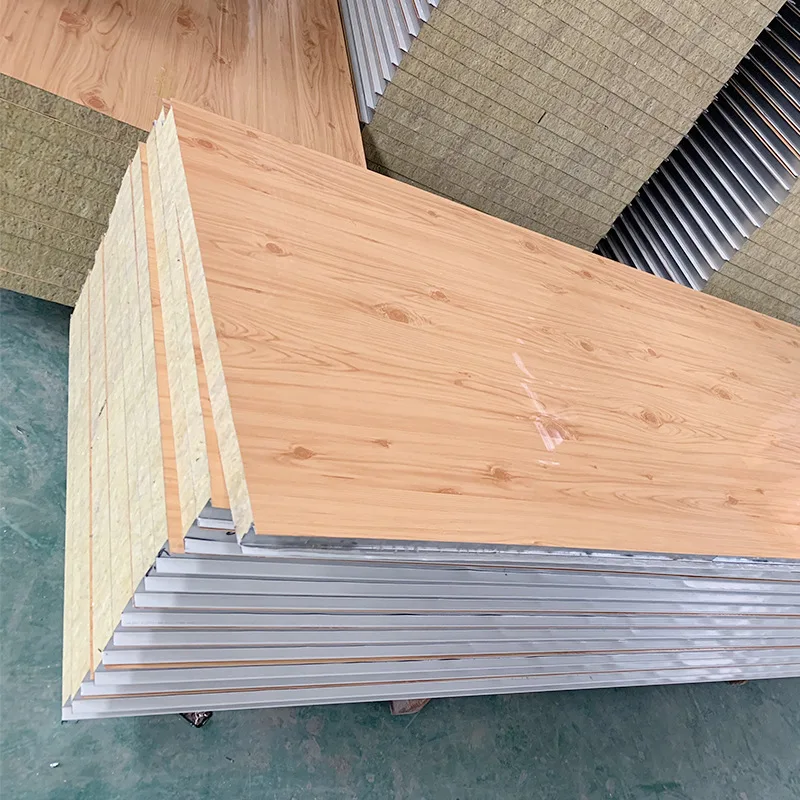 Popular wood slat wall panel rock wool sandwich panels board for building manufacture