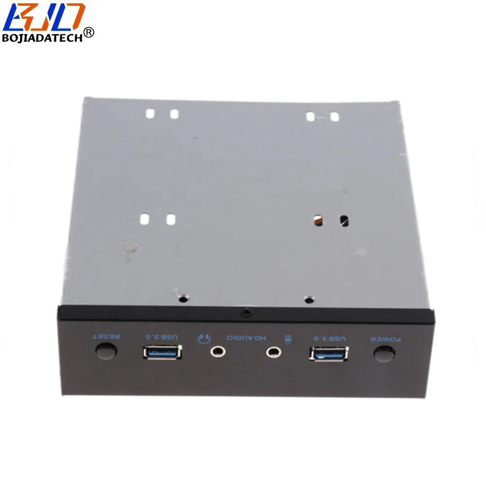 5.25" Desktop Front Panel With 2 USB 3.0 Type-A + 3.5MM HD Audio Earphone Port + Power Reset Button for PC Computer Case