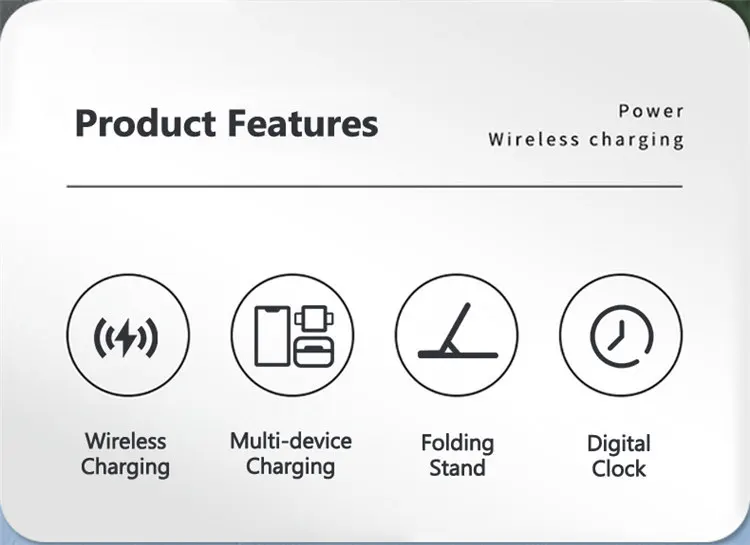 25w 4-in-1 foldable wireless charging station with clock