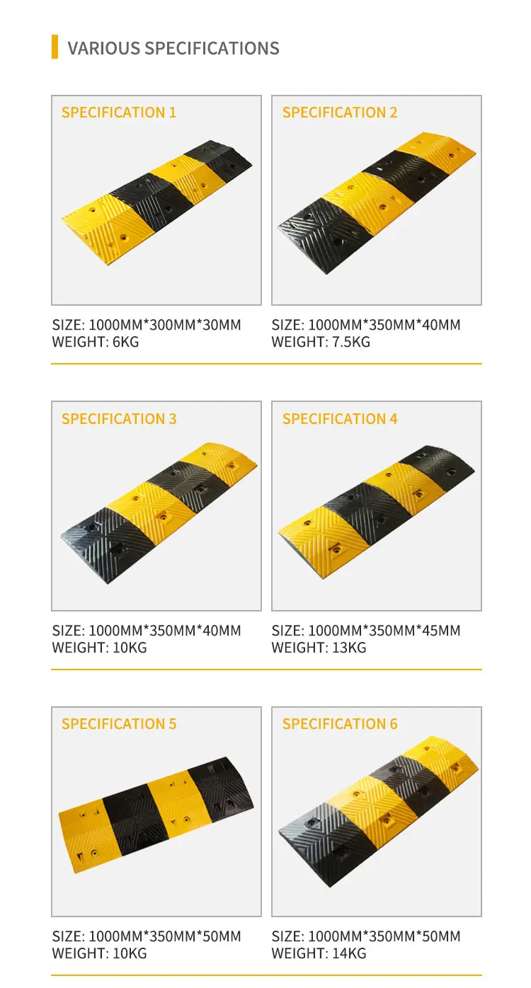 Flexible Road Driveway Reflective Rubber Car Ramp Traffic Calming Rubber Speed Hump supplier