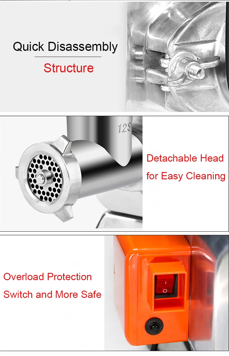 Powerful Motor Gear Reduction for Meat Grinders - No. 42 Meat Grinder Mixer Blender Set