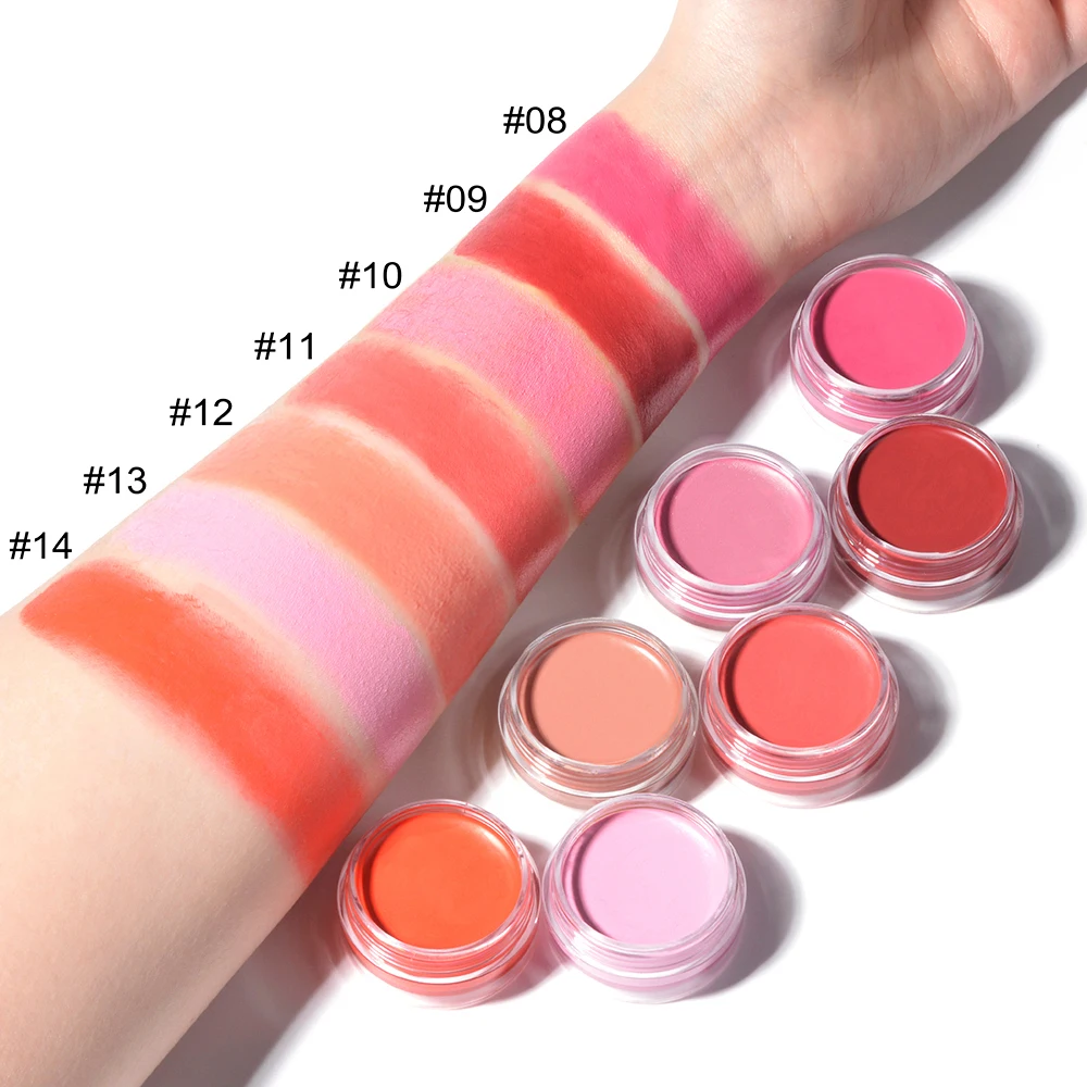 Высококачественная 14-абажурная веганская водостойкая палитра кремовых румян с многоцелевой формулой для макияжа губ щек и