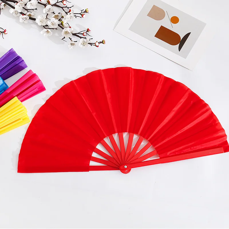 Eco-Friendly Plastic Folding Hand Fan with ROMANCE Style for Promotional Activities in 21cm/23cm/26.5cm/33cm Sizes and 100 Pcs MOQ