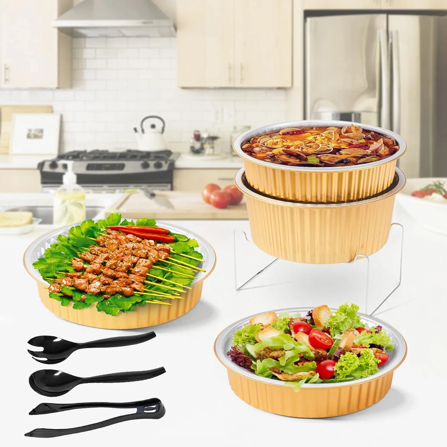 Luxury Gold 8 Set Disposable Chafing Dish Chafer Wire Racks Buffet ...