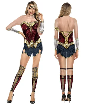 Cheap Christmas Adult Costumes Women bodysuit Sexy Halloween Costume Party Super Wonder Woman Costume