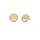 Jewelry 18k Gold Plated Brass Cooper CZ Stone Hoop Piercing Letter Fashion Stud Earrings For Women