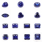 Faceted Sapphire Wholesale Round Brilliant Cut/ Fancy Faceted Cut 34# Sapphire Blue Corundum Loose Gemstones Synthetic 34# Blue Sapphire Corundum