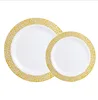 Assiette ajourée dorée de 22 cm (9 pouces) de diamètre - Lot de 6