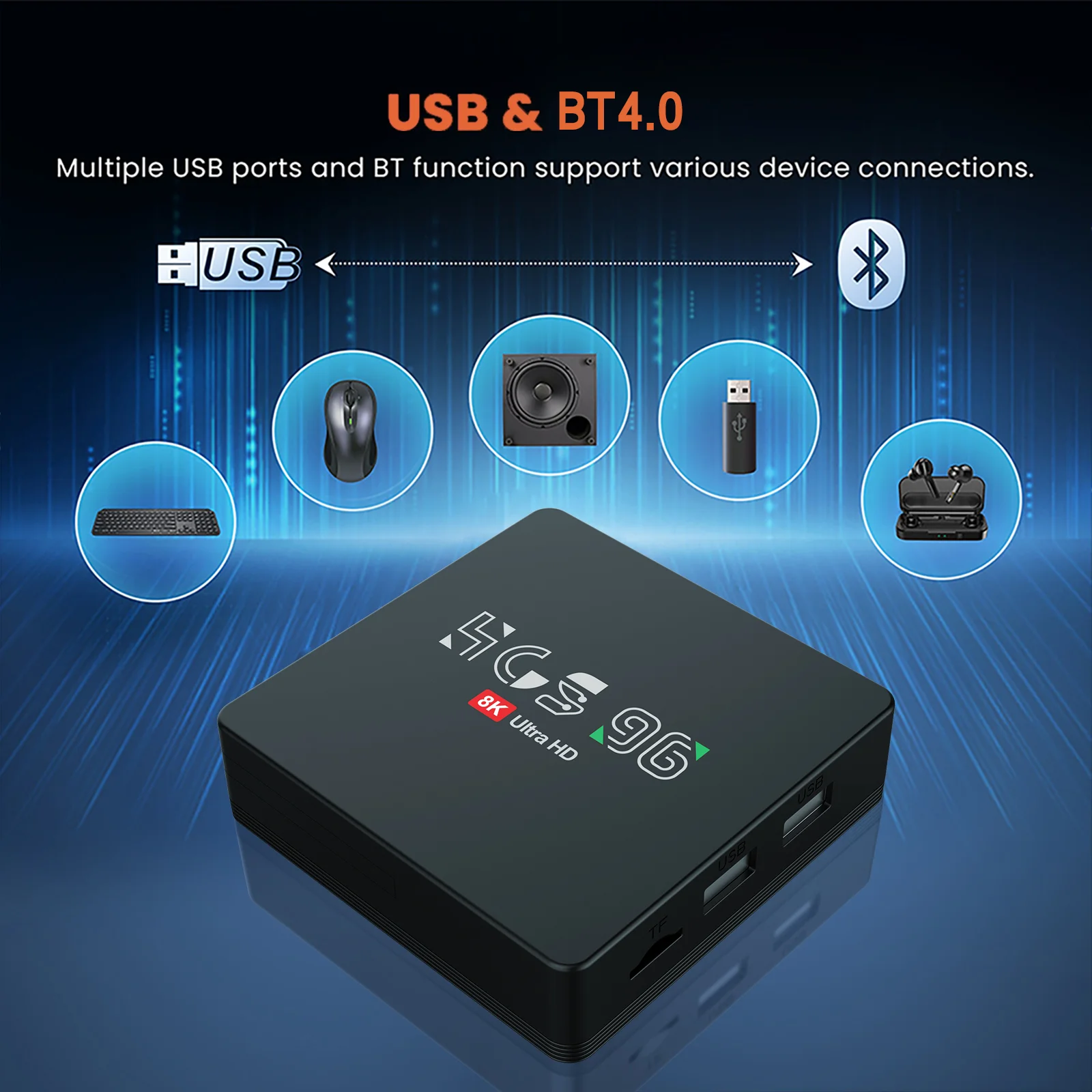 New HCS96 64GB Smart TV Box - Android 12, 8K Resolution, Voice