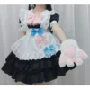 812 Black and White Maid Cat Gloves
