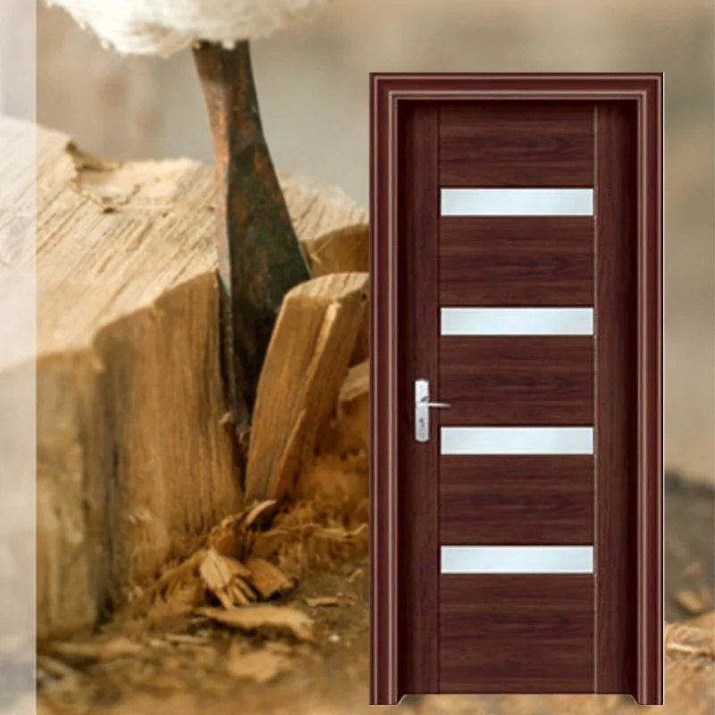 Modern Wood Main Gate Design Exterior Glass Wood Door for Entry