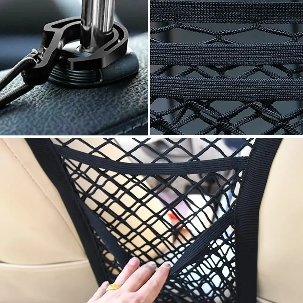 Dickno Car Mesh Organizer, 44.9''×24'' Stretchable Vehicle Pet Barrier Backseat Mesh With Adjustable Ropes And Hooks, Universal Auto Back Seat Safety