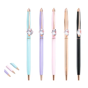 Sports Business Office Ballpoint Pen Metal Diamond Pen Holder with 1.0mm Writing Width Logo Student Girl Gift Advertising Pen