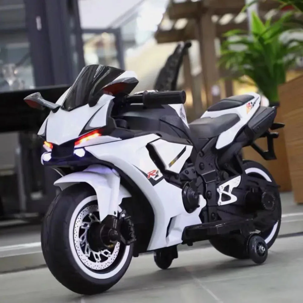 New Model Children's Electric Motorcycle Car Early Education Remote Control Rechargeable Fashion Retro Single/Dual Drive Metal