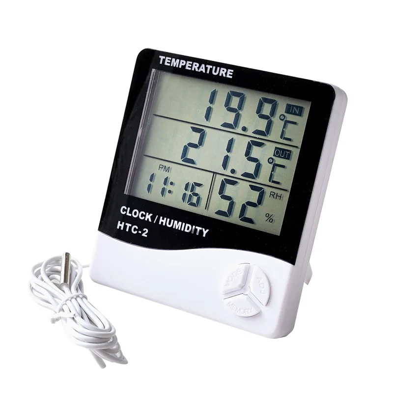 HTC-1 Thermometer Indoor Digital LCD Hygrometer Temp Humidity Meter Alarm Clock 