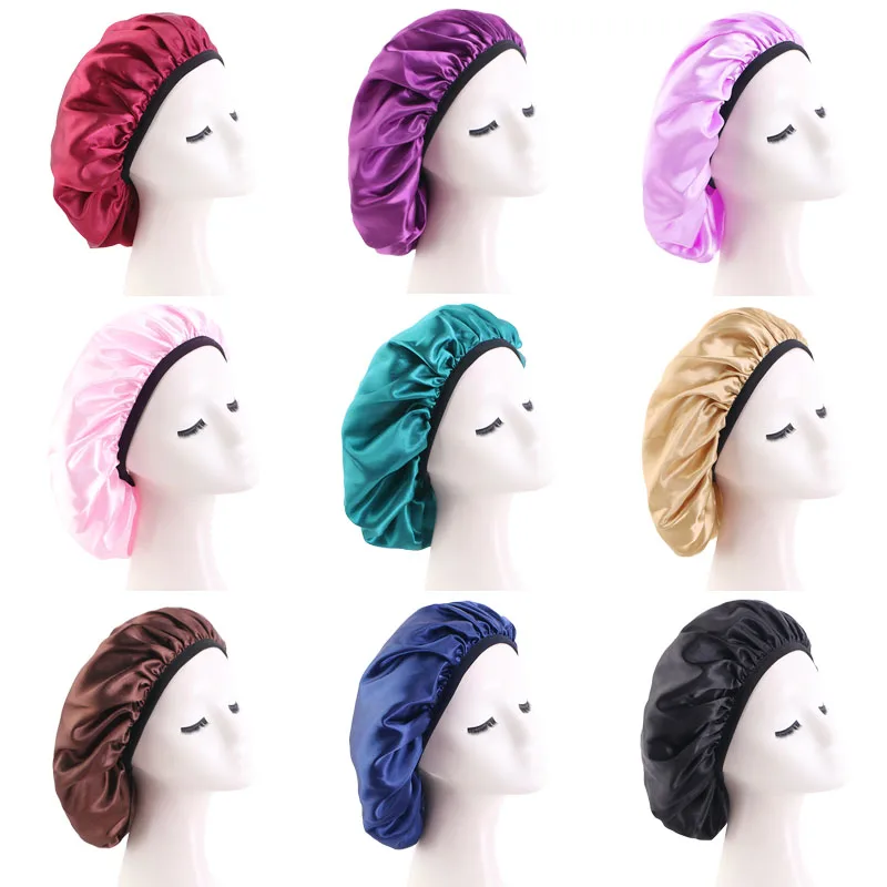 New Extra Satin Bonnet Custom Logo Sleep Cap Hair Satin Sleeping Bonnets With Logo