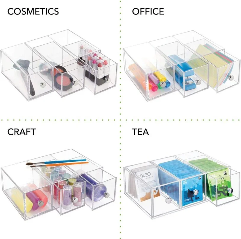 Custom Stackable Food Display Acrylic Clear Desktop Storage Drawer