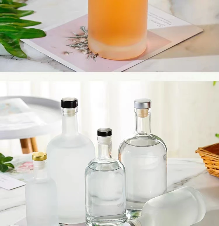 200ml 375ml 500ml 750ml 1000ml Round Glass Liquor Wine Bottle Whisky