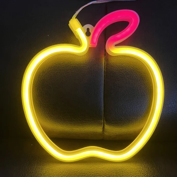 Fruit Hanging Usbbattery Operated Night Lamp Led Apple Logo Neon Sign Lights For Wall Bedroom 6294