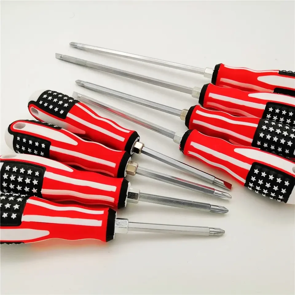 Two Way Screw Driver Double Head Flat Screwdriver Set Strong Magnetic Dual Purpose Crv Slotted and Phillips Screwdriver
