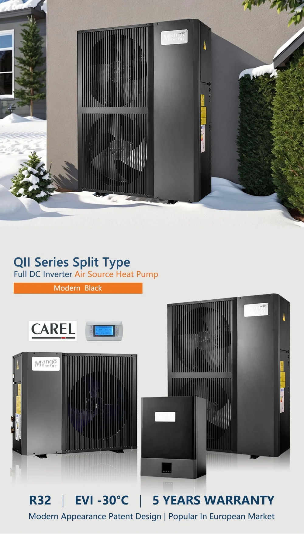 Split High Cop Inverter Heat Pump Air To Water Heatpump Heater Heating