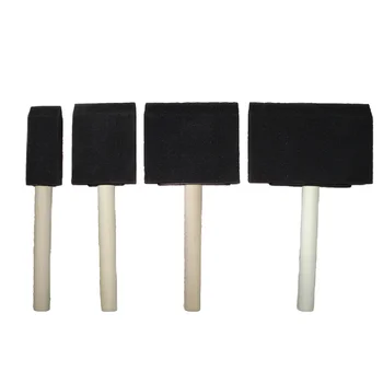 Manufacturer Wholesale Industrial Grade 4pcs Paint Brush Set Wooden Handle Black 1''+2''+3''+4'' Size Foam Sponge Plastic Handle