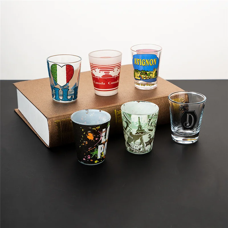 Design 35ml 1oz Set 50ml Wholesale Frosted Souvenir logo Sublimation Tequila Bulk Custom Glass Shot Glasses