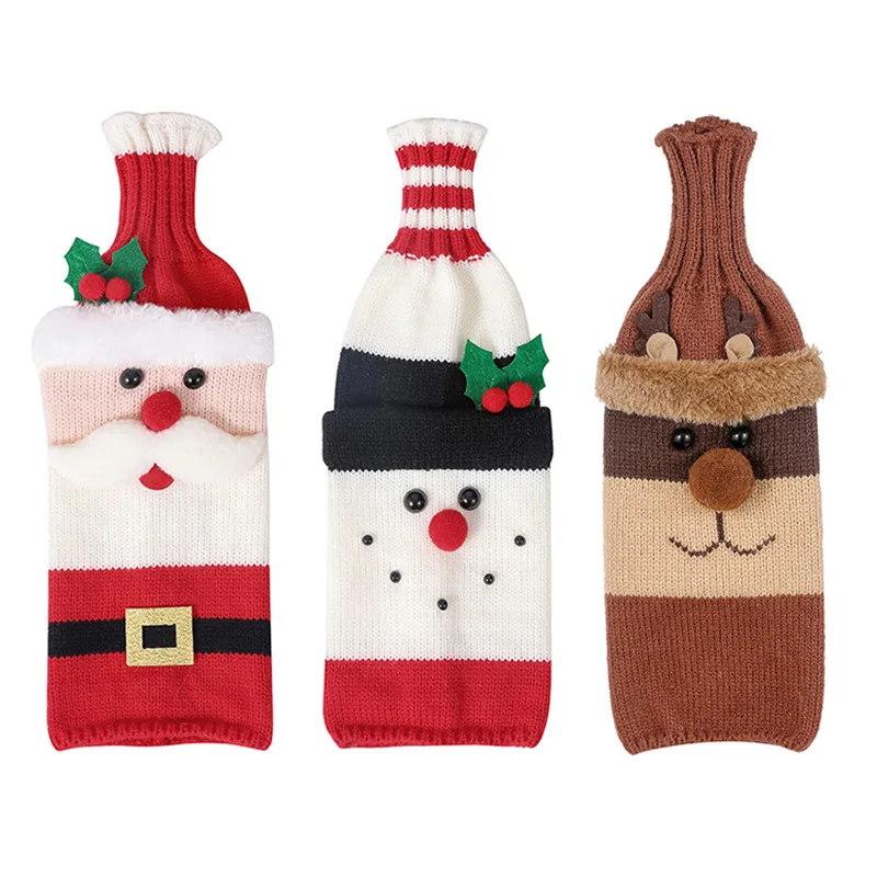 Knitting Wine Bottle Set Champagne Bottle Set Christmas Decorations ...