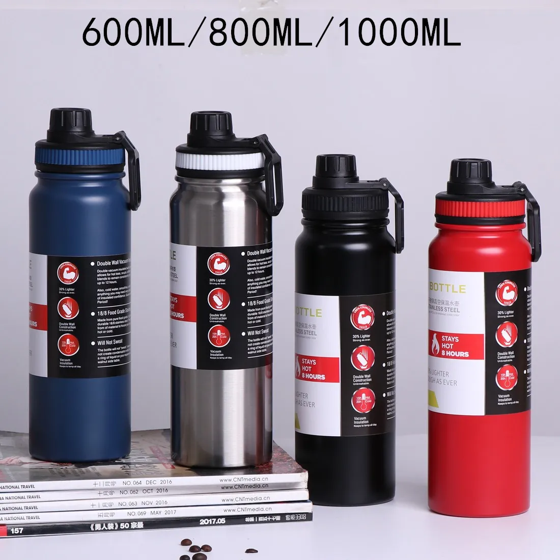 1lt water bottle with straw Versai 1L / 1.5L / 2.2L Pink Stainless Steel Straw Spout Water Bottle main image 0