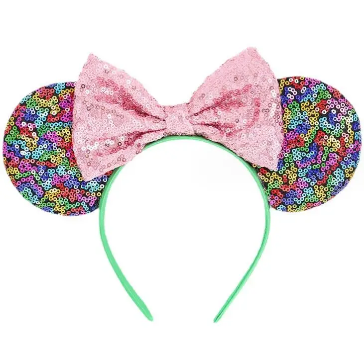 Amusement Park Cute Cartoon Mouse Ears Flower Sequin Bow Glitter Girl ...