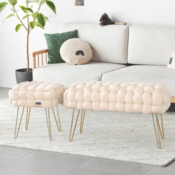 Wholesale Hot Sale Modern Style Bedroom Furniture Pouf Ottoman Seat Living Room Sitting Ottoman Bench