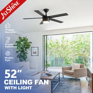 1stshine LED Ceiling Fan 5 Plastic Black Blades Dimmable Led Lighting Smart Control Ceiling Fan with Remote