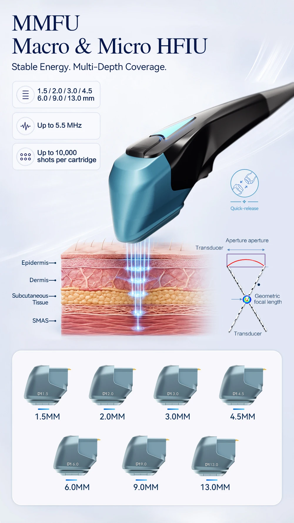 <p data-pm-slice="1 1 []">The 3-in-1 Titanium HIFU, RF & Ultrasound Skin Rejuvenation Machine combines Titanium Ultrasound HIFU, Vmax Multi-Shot HIFU, and Thermage-style RF technology in one professional aesthetic platform. Supplied with 7 Titanium HIFU cartridges, 5 Vmax HIFU cartridges, and 3 RF treatment tips, it supports customizable facial lifting, skin tightening, wrinkle-reduction, and body-firming treatments. With treatment depths ranging from 1.5 mm to 13 mm and dedicated eye, face, and body tips, this versatile system helps beauty salons, aesthetic clinics, and Med Spas expand their non-invasive skin rejuvenation service menu.</p> 3-in-1 Titanium HIFU RF & Ultrasound Skin Rejuvenation Machine