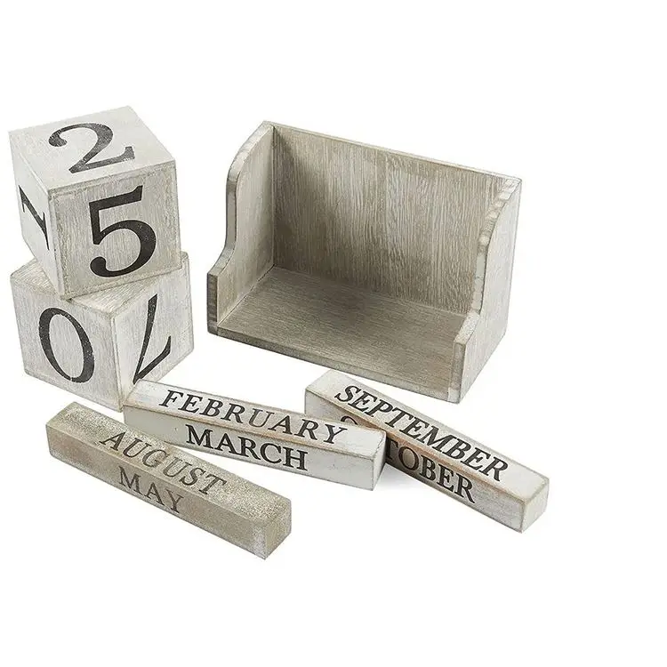 Новый дизайн 2021, настольный деревянный кубический календарь с принтом ржавчины и постоянной печатью