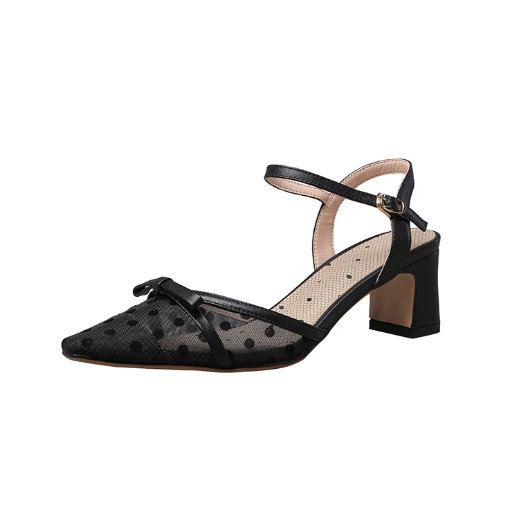 New Design Sandals Low Block Heel Black 