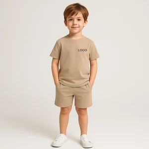 2026 New Arrival Kids Summer Clothing 2Pcs Outfit Basic Cotton T-Shirt and Shorts Set Factory Wholesale Price