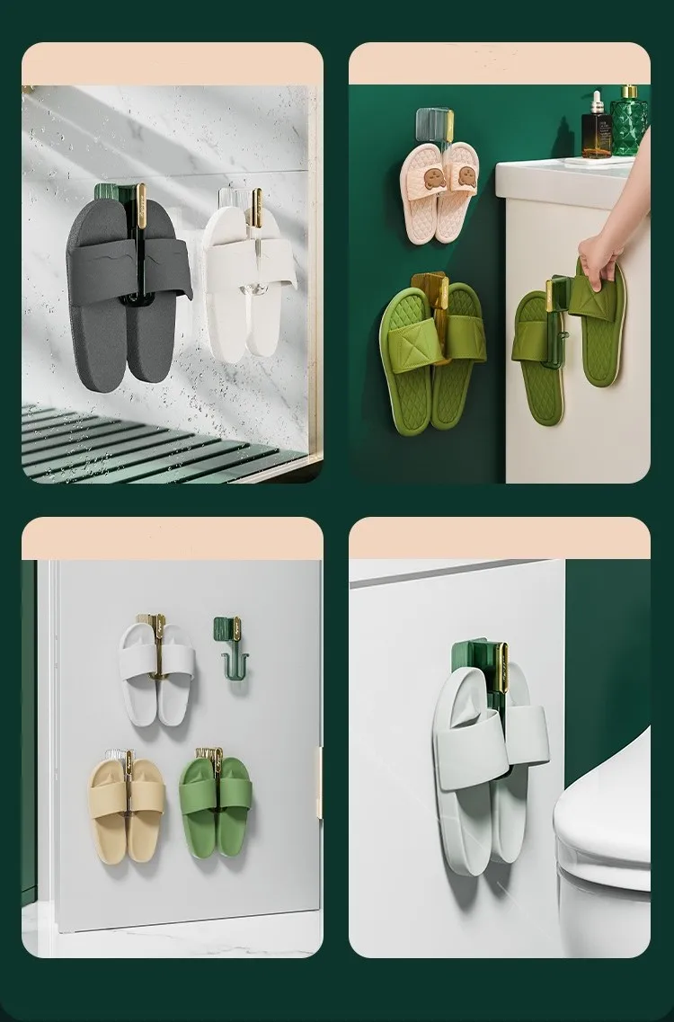 Bathroom Slipper Shelf No Punching Shoes Storage Wall-Mounted Shoe Hook supplier